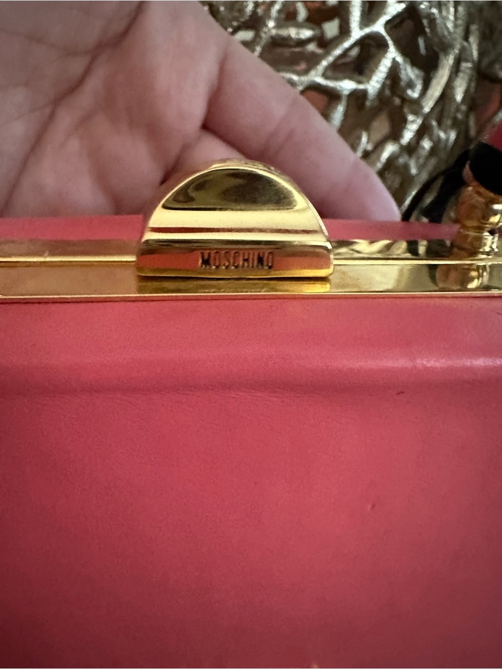 Moschino Coral-Pink Trapezoid Mini Top-Handle Bag - Picture 9 of 12